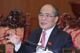 Chủ tịch Quốc hội Nguyễn Sinh Hùng phát biểu ý kiến tại phiên họp. (Ảnh: Phương Hoa/TTXVN)