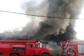 TP.HCM: Cháy kho chứa vải vụn, khói bốc cao hàng trăm mét