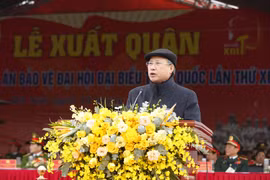 Ông Trần Quốc Vượng, Ủy viên Bộ Chính trị, Thường trực Ban Bí thư phát biểu. (Ảnh: Doãn Tấn/TTXVN)