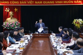 Trưởng Ban Tuyên giáo Trung ương Võ Văn Thưởng chủ trì cuộc họp. (Ảnh: Dương Giang/TTXVN)