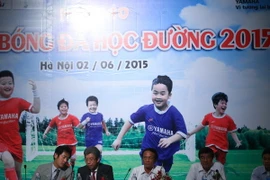 Toàn cảnh buổi họp báo giới thiệu vòng chung kết Festival bóng đá học đường U13 năm 2015. (Ảnh: Minh Chiến/Vietnam+)