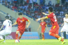 Công Phượng trong màu áo U23 Việt Nam ở trận giao hữu với U23 Myanmar hồi tháng Năm. (Ảnh: Minh Chiến/Vietnam+)