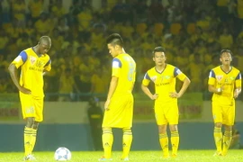 Sông Lam Nghệ An nhận thất bại 0-1 trước Than Quảng Ninh tại vòng 13 V-League tối qua (28/6). (Ảnh: Minh Chiến/Vietnam+)
