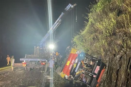 Hiện trường vụ tai nạn. (Ảnh: TTXVN phát)