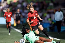 Cầu thủ Canada trong trận gặp Nigeria. (Ảnh: THX/TTXVN)
