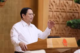 Thủ tướng Phạm Minh Chính chủ trì Phiên họp Chính phủ chuyên đề về xây dựng pháp luật tháng 7. (Ảnh: Dương Giang/TTXVN)