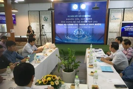 Quang cảnh sự kiện kết nối sáng tạo với chủ đề: “Nghiên cứu, xây dựng ứng dụng trí tuệ nhân tạo (AI) phục vụ công tác quản lý nhà nước”. (Ảnh: Thanh Vũ/ TTXVN)