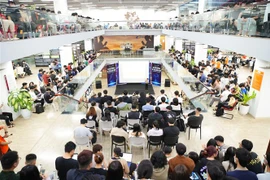 Một buổi chia sẻ về khởi nghiệp tại Trường Đại học FPT. (Ảnh: Thu Hoài/TTXVN)