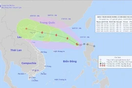 Hướng đi của Bão số 1 trên biển Đông hồi 16h ngày 15/7. (Ảnh: TTXVN phát)