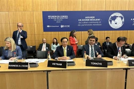 Bộ trưởng Bùi Thanh Sơn tham dự và phát biểu tại phiên thảo luận chuyên đề về Tăng trưởng bao trùm và bền vững. (Ảnh: Nguyễn Thu Hà/TTXVN)