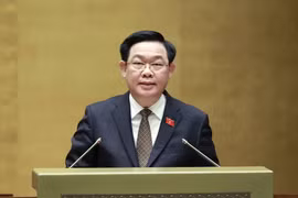 Chủ tịch Quốc hội Vương Đình Huệ phát biểu bế mạc Kỳ họp. (Ảnh: Doãn Tấn/TTXVN)