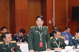  Đại biểu đoàn Thanh niên Bộ Quốc Phòng Đoàn Ngọc Báu phát biểu thảo luận. (Ảnh: TTXVN)