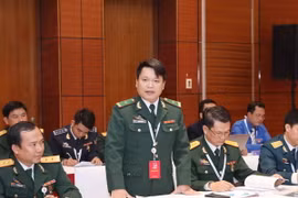  Đại biểu đoàn Thanh niên Bộ Quốc Phòng Đoàn Ngọc Báu phát biểu thảo luận. (Ảnh: TTXVN)