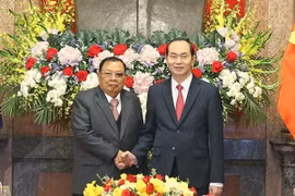 Chủ tịch nước Trần Đại Quang hội kiến với Tổng Bí thư, Chủ tịch nước Lào Bounnhang Vorachith đang thăm hữu nghị chính thức Việt Nam. (Ảnh: Nhan Sáng/TTXVN)