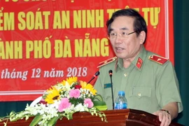Thiếu tướng Vũ Xuân Viên, Giám đốc Công an thành phố Đà Nẵng phát biểu. (Ảnh: Nguyễn Sơn/Vietnam+)