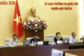 Chủ tịch Quốc hội Nguyễn Thị Kim Ngân và các Phó Chủ tịch Quốc hội dự Phiên họp. (Ảnh: Văn Điệp/TTXVN)