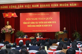 Ông Trần Quốc Vượng, Ủy viên Bộ Chính trị, Thường trực Ban Bí thư phát biểu chỉ đạo Hội nghị Tổng kết công tác tuyên giáo năm 2018. (Ảnh: Phương Hoa/TTXVN)