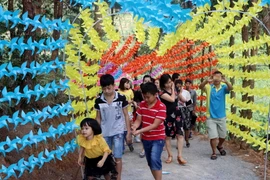 Hằng ngày có hàng nghìn khách du lịch đến tham quan khu du lịch sinh thái đồi thông. (Ảnh: Công Tuyên/TTXVN)