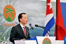 Bộ trưởng Bộ Xây dựng Việt Nam Phạm Hồng Hà phát biểu trong buổi lễ. (Ảnh: Vũ Lê Hà/TTXVN)