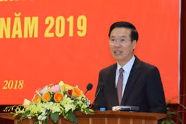 Ông Võ Văn Thưởng, Ủy viên Bộ Chính trị, Bí thư Trung ương Đảng, Trưởng Ban Tuyên giáo Trung ương phát biểu tại hội nghị. (Ảnh: Phương Hoa/TTXVN)