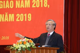 Ông Trần Quốc Vượng, Ủy viên Bộ Chính trị, Thường trực Ban Bí thư phát biểu chỉ đạo hội nghị. (Ảnh: Phương Hoa/TTXVN)