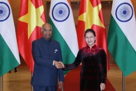 Chủ tịch Quốc hội Nguyễn Thị Kim Ngân hội kiến Tổng thống Ấn Độ Ram Nath Kovind đang có chuyến thăm cấp Nhà nước tới Việt Nam. (Ảnh: Trọng Đức/TTXVN)