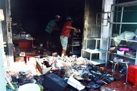 Hiện trường vụ hỏa hoạn. (Ảnh: Huỳnh Thế Anh/TTXVN)