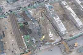 [Photo ] Nhìn từ trên cao vụ sập giàn giáo công trình ở Hà Đông