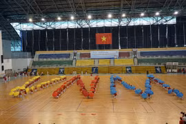Lễ khai mạc với tiết mục đồng diễn dưỡng sinh xếp thành chữ VNM (Vinamilk) vô cùng đẹp mắt