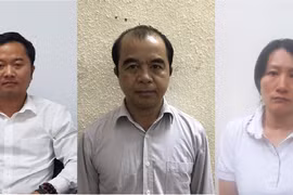 Các bị can Hòa, Quang, Thùy (từ trái qua) - Ảnh: CA cung cấp 