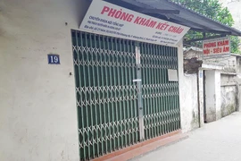 Phòng khám nơi xảy ra sự việc một nữ bệnh nhân tử vong sau khi truyền đạm (Ảnh: CTV C.Phương/Vietnam+) 