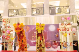 Màn múa sư tử mở màn cho buổi khai mạc triển lãm “đồ chơi truyền thống." (Ảnh: Tiến Đạt/Vietnam+)