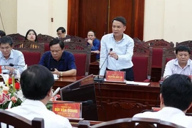 Ông Nguyễn Đức Lợi, Tổng Giám đốc TTXVN phát biểu tại buổi làm việc. (Ảnh: Trung Kiên/TTXVN)