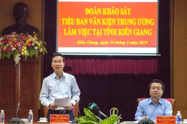 Ông Võ Văn Thưởng, Uỷ viên Bộ Chính trị, Bí thư Trung ương Đảng, Trưởng Ban Tuyên giáo Trung ương phát biểu kết luận buổi làm việc. (Ảnh: Hồng Đạt/TTXVN)