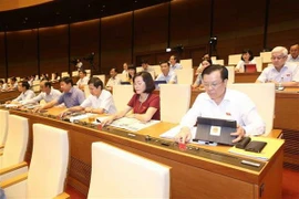 Đoàn đại biểu Quốc hội tỉnh Ninh Bình tham gia biểu quyết. (Ảnh: Doãn Tấn/TTXVN)