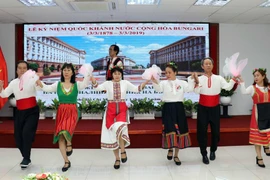 Chương trình văn nghệ do các cựu lưu học sinh Việt Nam tại Bulgaria biểu diễn. (Ảnh: Xuân Khu/TTXVN)