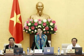 Chủ tịch Quốc hội Nguyễn Thị Kim Ngân phát biểu tại một phiên họp của Ủy ban Thường vụ Quốc hội. (Ảnh: Văn Điệp/TTXVN)