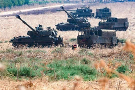 Các đơn vị pháo binh Israel được triển khai tại Thượng Galilee, giáp giới Liban ngày 1/9/2019. (Ảnh: THX/TTXVN)