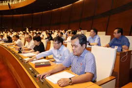 Đại biểu Quốc hội Thành phố Hồ Chí Minh biểu quyết thông qua một dự án luật. (Ảnh: Phương Hoa/TTXVN)