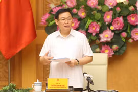 Phó Thủ tướng Vương Đình Huệ, Trưởng Ban Chỉ đạo đổi mới và Phát triển doanh nghiệp phát biểu. (Ảnh: Doãn Tấn/TTXVN)