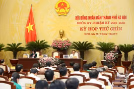 Kỳ họp Hội đồng Nhân dân thành phố Hà Nội. (Ảnh: Lâm Khánh/TTXVN)