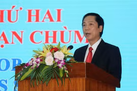 Phó Chủ tịch Ủy ban Nhân dân tỉnh Quảng Trị Hoàng Nam phát biểu tại hội thảo. (Ảnh: Nguyên Lý/TTXVN)