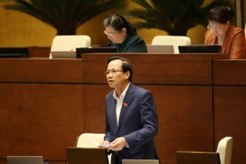 Bộ trưởng Bộ Lao động-Thương binh và Xã hội Đào Ngọc Dung giải trình làm rõ ý kiến của Đại biểu Quốc hội. (Ảnh: Phương Hoa/TTXVN)