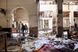 Hiện trường vụ nổ tại nhà thờ St. Anthony ở Kochchikade, Colombo, Sri Lanka, ngày 21/4/2019. (Ảnh: AFP/TTXVN)