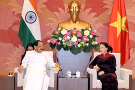 Chủ tịch Quốc hội Nguyễn Thị Kim Ngân tiếp Phó Tổng thống Cộng hòa Ấn Độ Venkaiah Naidu. (Ảnh: Trọng Đức/TTXVN)