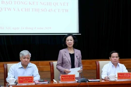 Bà Trương Thị Mai, Ủy viên Bộ Chính trị, Bí thư Trung ương Đảng, Trưởng Ban Dân vận Trung ương, Trưởng Ban Chỉ đạo chủ trì Hội nghị. (Ảnh: Phương Hoa/TTXVN)