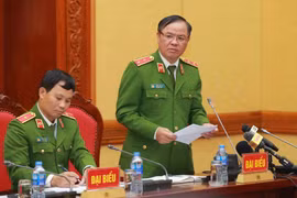 Trung tướng Trần Văn Vệ, Chánh Văn phòng Cơ quan Cảnh sát điều tra, Bộ Công an phát biểu. (Ảnh: Doãn Tấn/TTXVN)