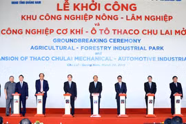 Thủ tướng Nguyễn Xuân Phúc dự Lễ khởi công dự án Khu công nghiệp Nông-Lâm nghiệp và Khu công nghiệp cơ khí ôtô Thaco Chu Lai mở rộng. (Ảnh: Thống Nhất/TTXVN)