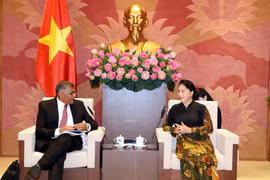 Chủ tịch Quốc hội Nguyễn Thị Kim Ngân tiếp Chánh án Tòa tối cao Singapore, Sundaresh Menon. (Ảnh: Trọng Đức/TTXVN)