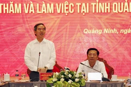 Trưởng Ban Kinh tế Trung ương Nguyễn Văn Bình phát biểu chỉ đạo tại buổi làm việc. (Ảnh: Văn Đức/TTXVN)
